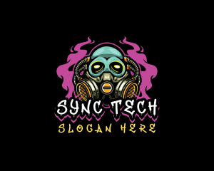 Skull Gas Mask Gaming logo design