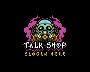 Skull Gas Mask Gaming logo design