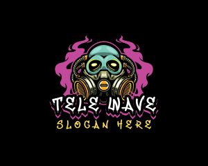 Skull Gas Mask Gaming logo design