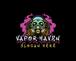 Skull Gas Mask Gaming logo design