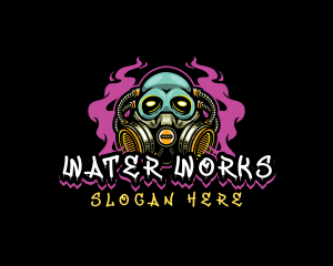 Skull Gas Mask Gaming logo design