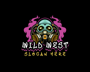 Skull Gas Mask Gaming logo design