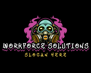 Skull Gas Mask Gaming logo design