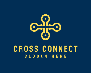 Cross Digital Circuit logo design