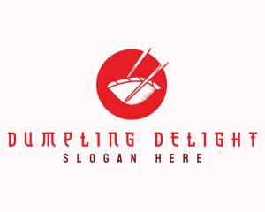 Gyoza Dumpling Chopsticks logo design