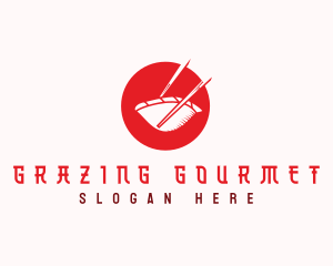 Gyoza Dumpling Chopsticks logo design