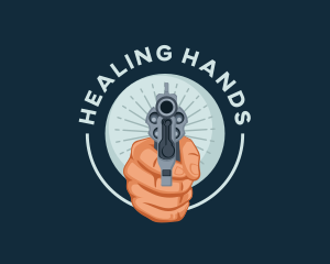 Hand Revolver Gun logo design