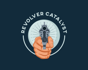 Hand Revolver Gun logo design