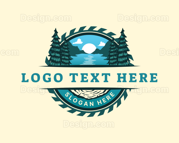 Lake Scenery Woodwork Saw Logo