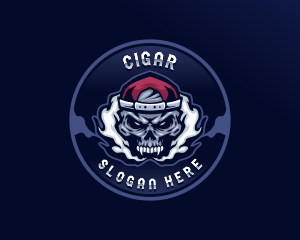  Skull Smoking Gaming logo design