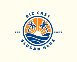 Tropical Beach Ocean Logo