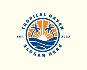 Tropical Beach Ocean logo design