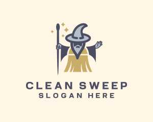 Cleaning Service Wizard logo design