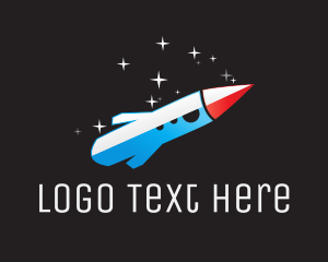 Blue Space Rocket  logo design