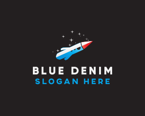 Blue Space Rocket  logo design