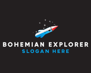 Blue Space Rocket  logo design