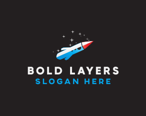 Blue Space Rocket  logo design