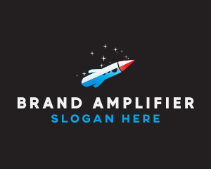 Blue Space Rocket  logo design