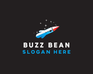 Blue Space Rocket  logo design