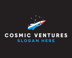 Blue Space Rocket  logo design