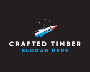 Blue Space Rocket  logo design