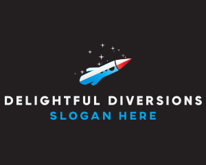 Blue Space Rocket  logo design