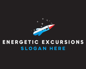 Blue Space Rocket  logo design