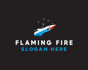 Blue Space Rocket  logo design