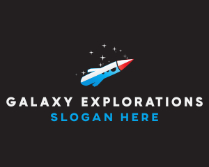 Blue Space Rocket  logo design