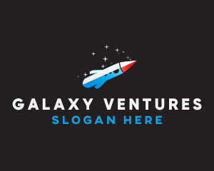 Blue Space Rocket  logo design