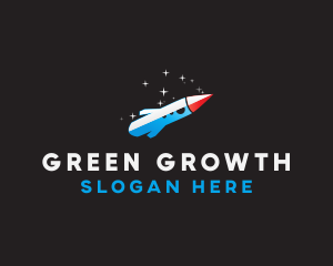 Blue Space Rocket  logo design