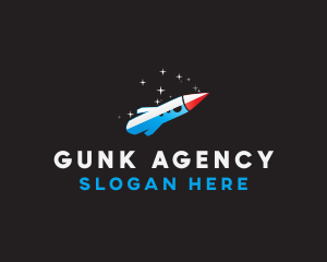 Blue Space Rocket  logo design