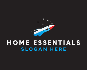 Blue Space Rocket  logo design