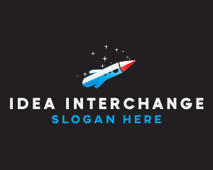 Blue Space Rocket  logo design