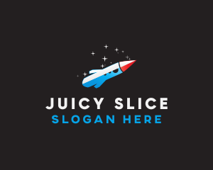 Blue Space Rocket  logo design