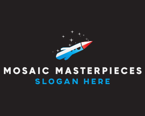 Blue Space Rocket  logo design