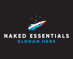 Blue Space Rocket  logo design