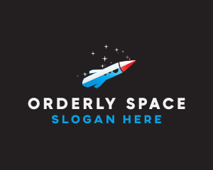 Blue Space Rocket  logo design