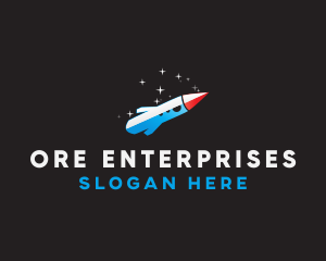 Blue Space Rocket  logo design