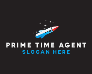 Blue Space Rocket  logo design