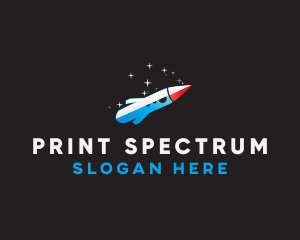 Blue Space Rocket  logo design