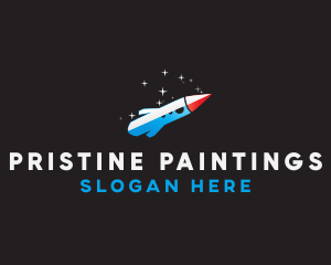 Blue Space Rocket  logo design