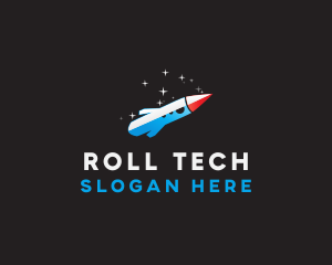 Blue Space Rocket  logo design