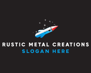 Blue Space Rocket  logo design