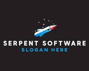 Blue Space Rocket  logo design