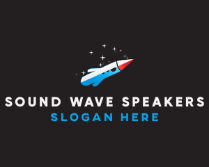 Blue Space Rocket  logo design