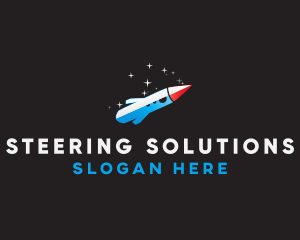 Blue Space Rocket  logo design