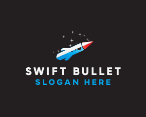 Blue Space Rocket  logo design