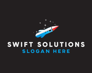 Blue Space Rocket  logo design