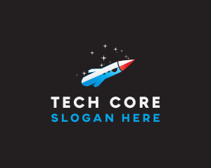 Blue Space Rocket  logo design